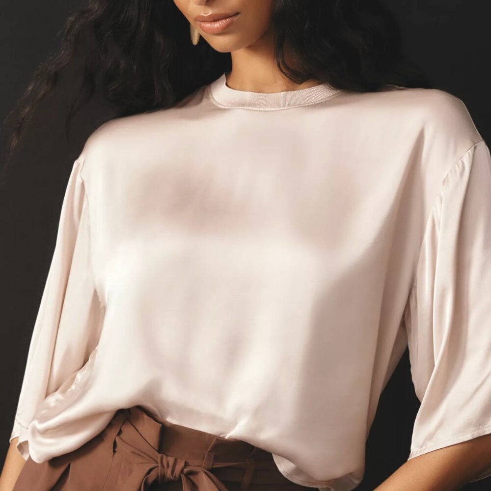 Maeve Short-Sleeve Shine Boxy Blouse